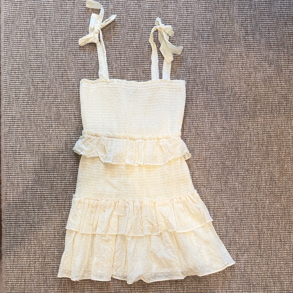 1. State Ruffle Mini Dress - Toasted Ivory, Small - Picture 4 of 7